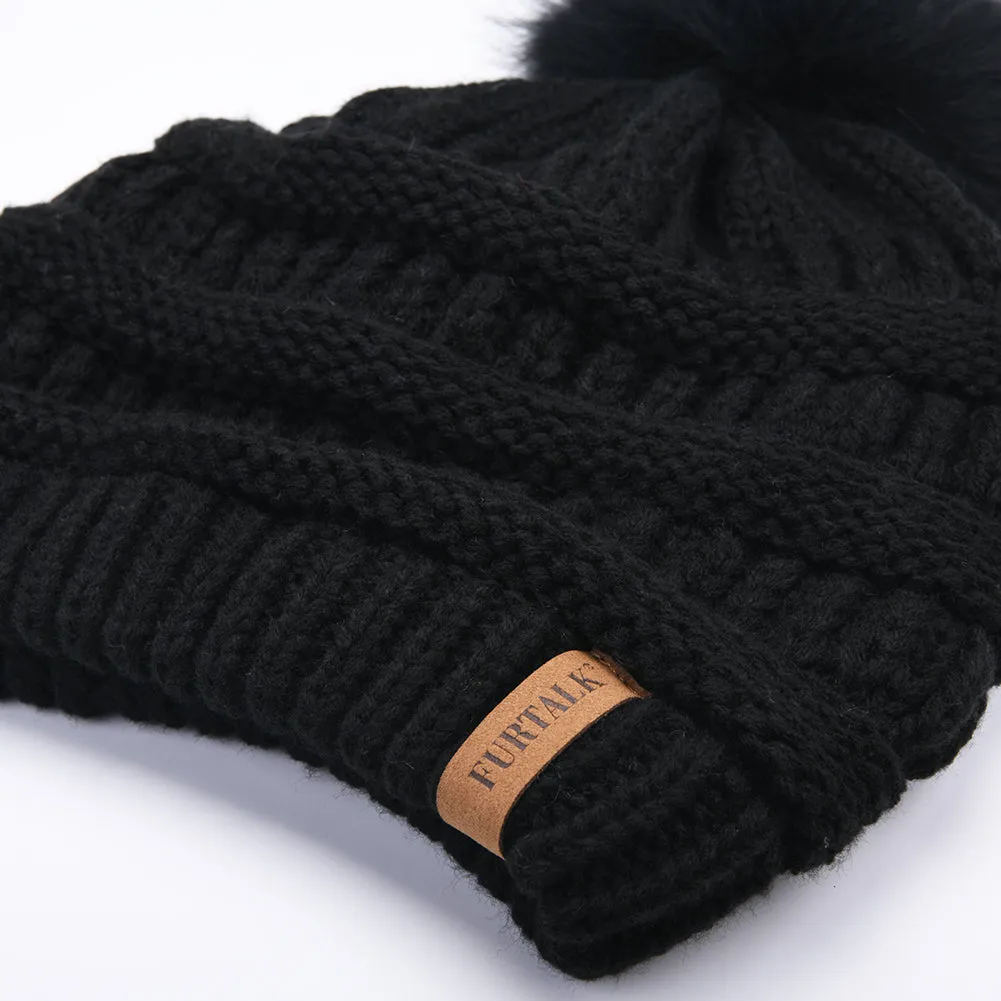 FURTALK Winter Women Slouchy Faux Fur PomPom Hats  Drop Shipping A003