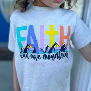 (GIRLS) Faith Can Move Mountains Front Design Short Sleeve Tee