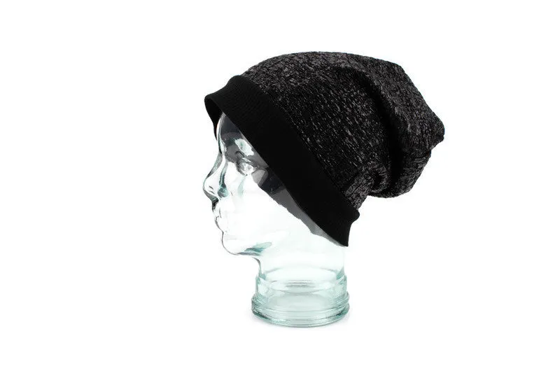 Glazed Black Slouchy Beanie