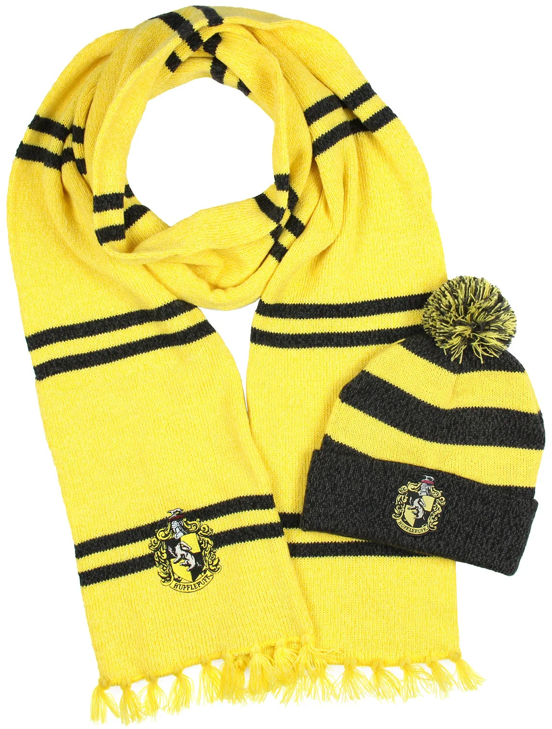 Harry Potter Hogwarts Houses Knit Scarf & Pom Beanie Set