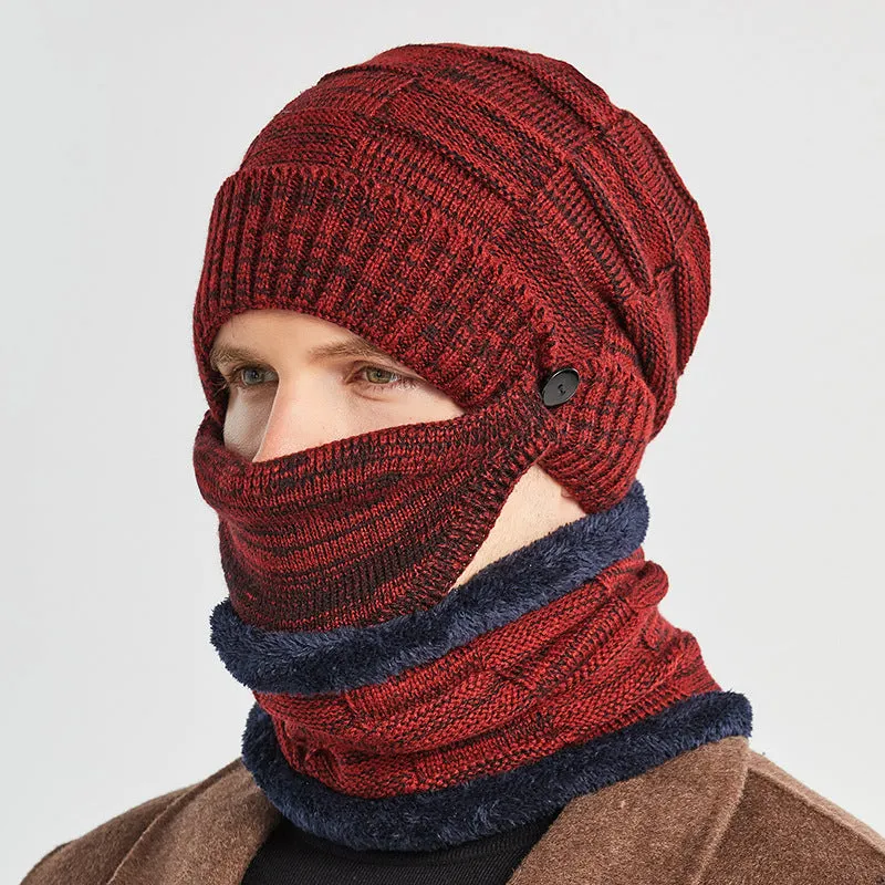 Hat Scarf Mask Three-piece Suit For Men To Keep Warm