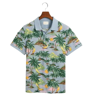 Hawaiian Print Polo Shirt - Multi