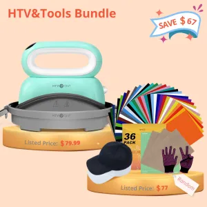 [HTV&Tools Bundle]HTVRONT Hat Heat Press Machine HTV&Tools Bundle(36pcs HTV Baseball Cap Blank*2 PTFE Teflon Sheet*3 Gloves Cutting Mat≥77＄)