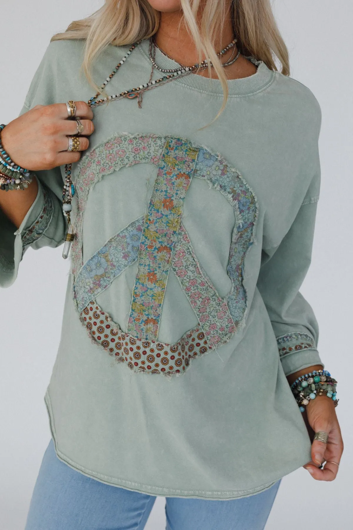 Josephine Peace Patchwork Top - Mint