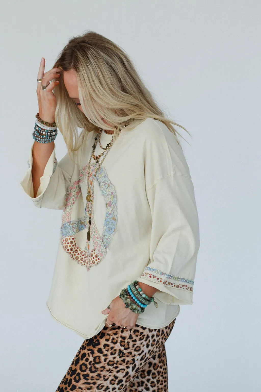 Josephine Peace Patchwork Top - Natural