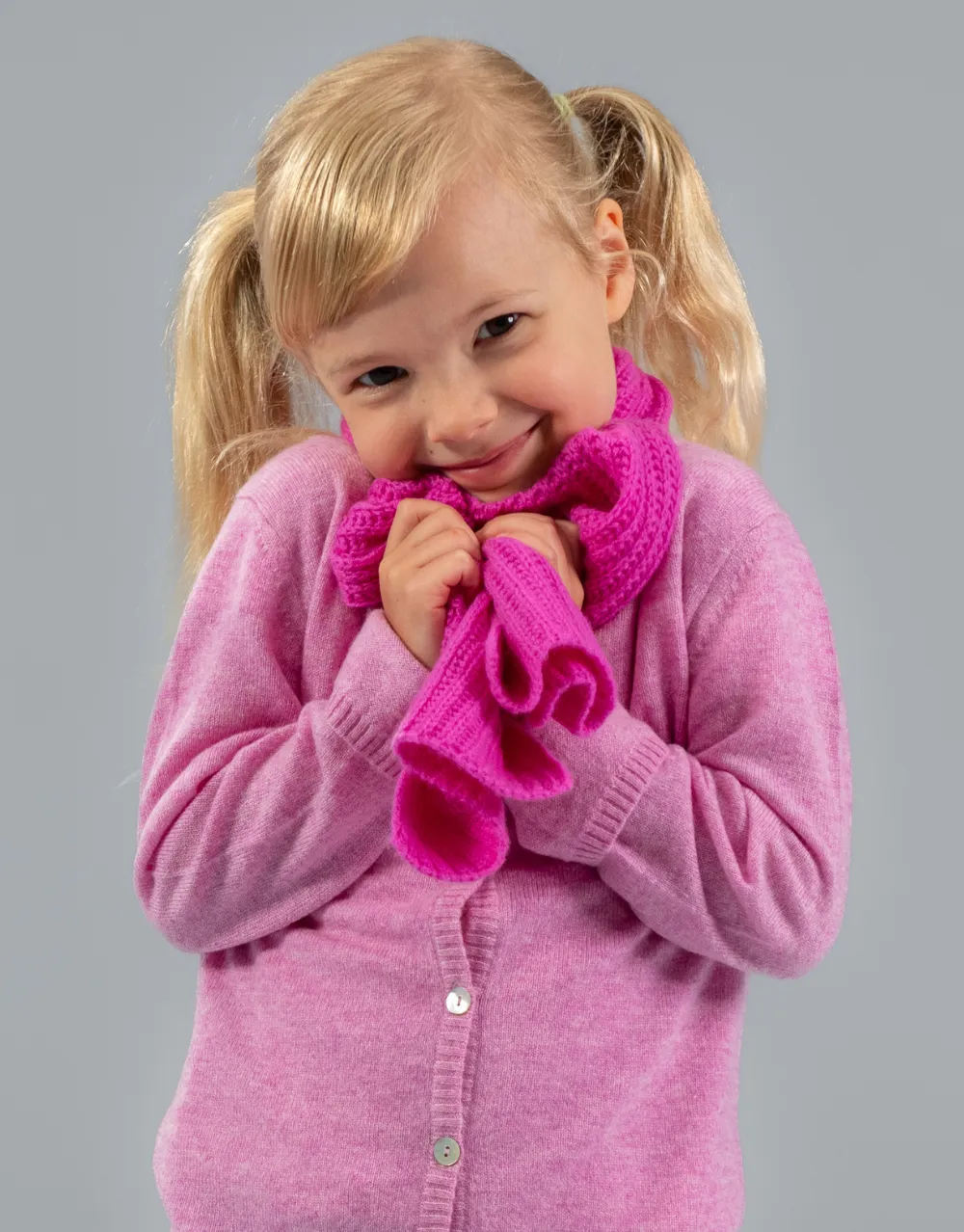 Kids Rib Knit Scarf in Azalee