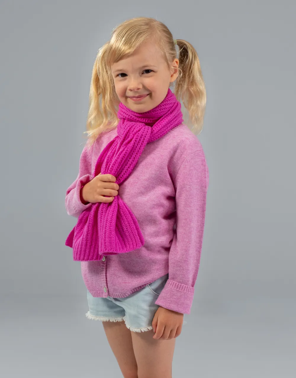 Kids Rib Knit Scarf in Azalee