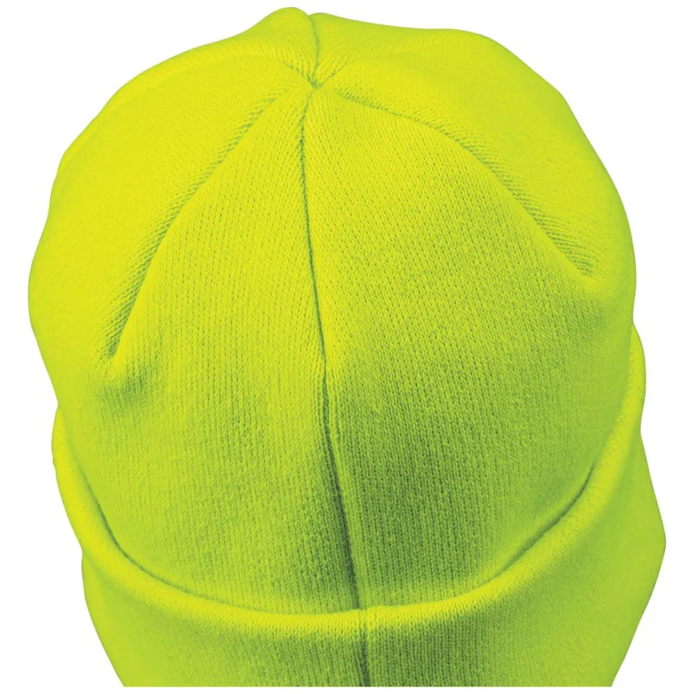 Klein 60568 Heavy Knit Hat, High-Visibility Yellow, Patch Logo