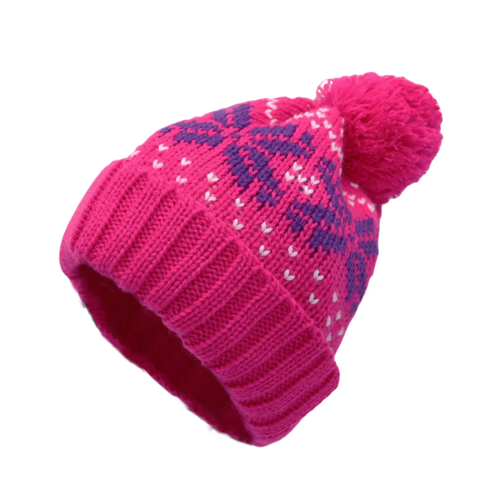 Knit Fair Isle Nordic Bobble Pom Beanie Hat JZP0026