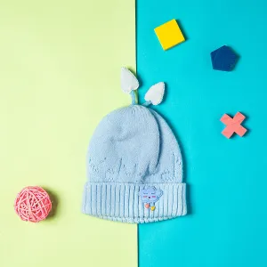 Knit Woollen Cap Winter Beanie Cloud Blue