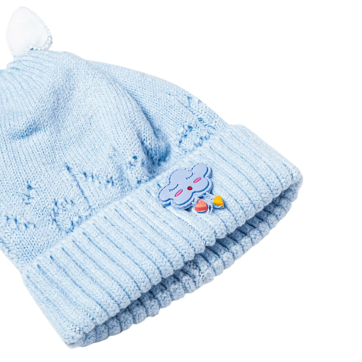 Knit Woollen Cap Winter Beanie Cloud Blue