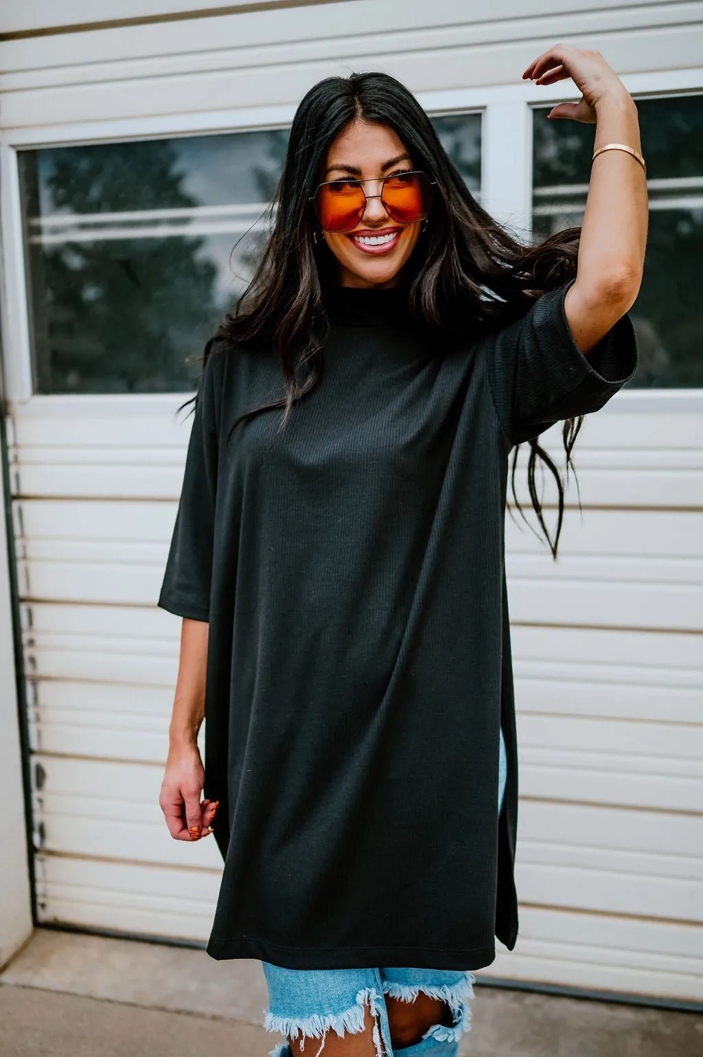 Lala Icon Mock Neck Top in Black *RESTOCKED*