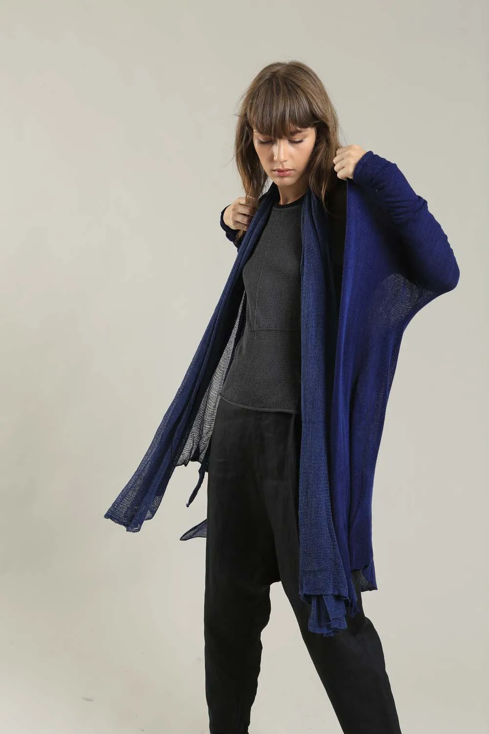 Long Bamboo Cardigan in Indigo Navy Blue