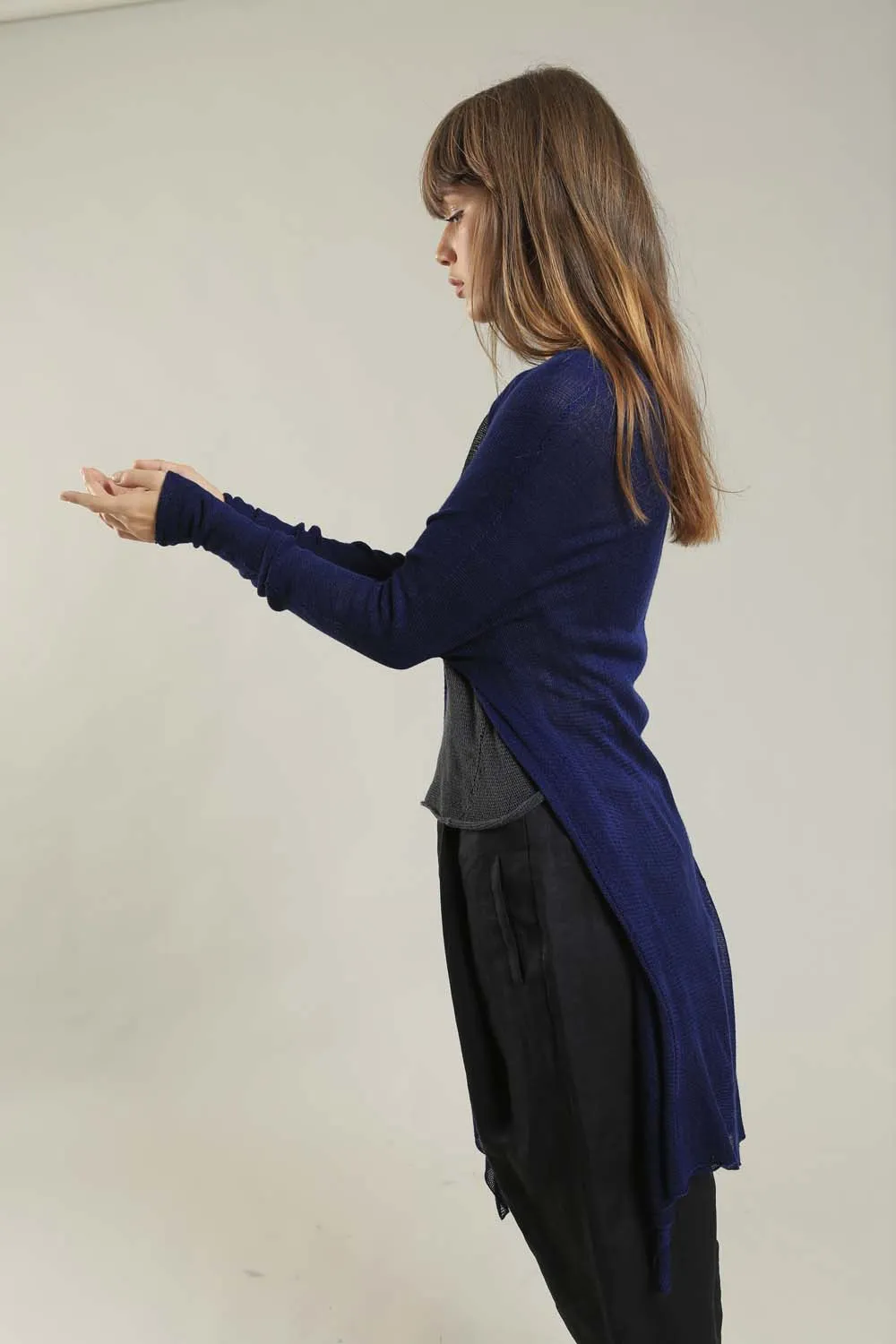 Long Bamboo Cardigan in Indigo Navy Blue