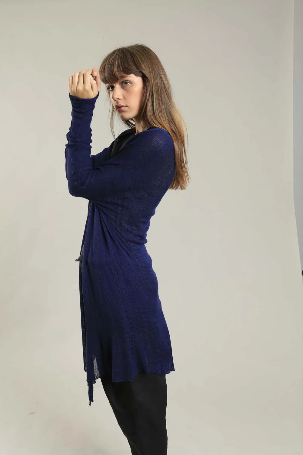 Long Bamboo Cardigan in Indigo Navy Blue