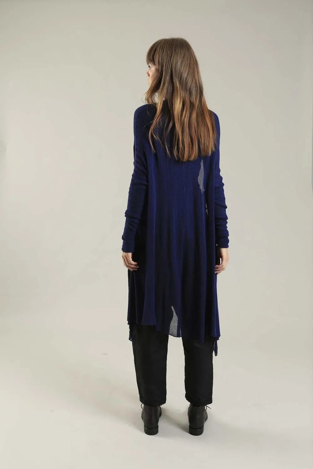 Long Bamboo Cardigan in Indigo Navy Blue