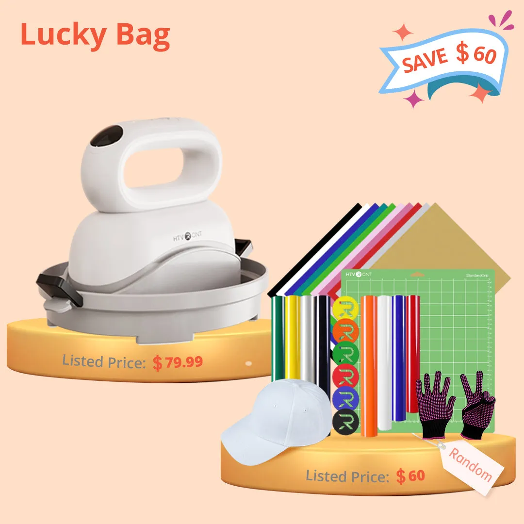 [Lucky Bag]Hat Heat Press Machine &Grab Bag (Baseball Cap Blank   HTV Materials   Random Tools≥60＄)