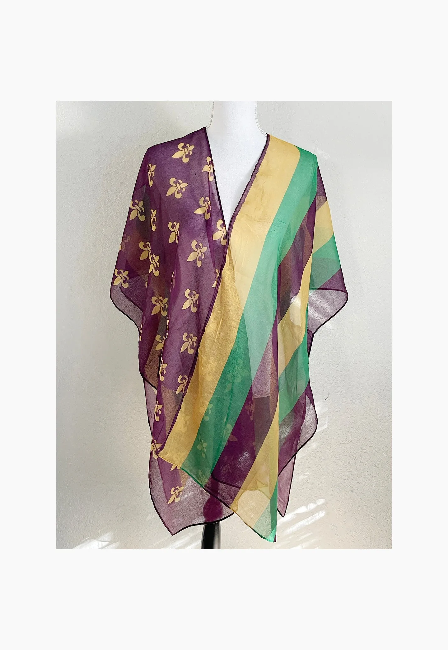 Mardi Gras kimono/ Mardi Gras scarf