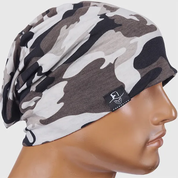 Mens Camo Slouchy Beanie Hats Thin B075