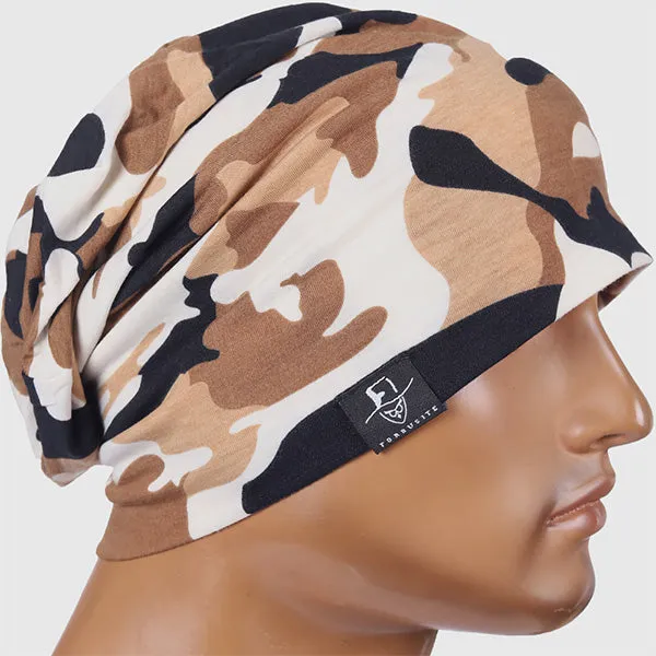 Mens Camo Slouchy Beanie Hats Thin B075