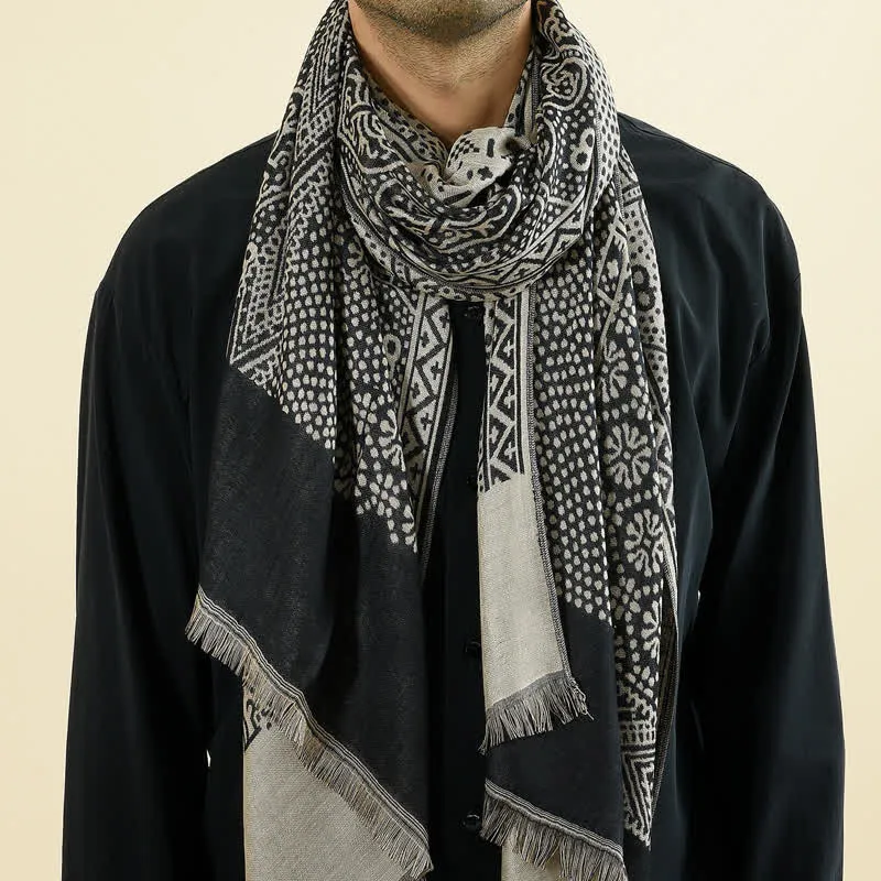 Men's Cotton Linen Lightweight Ethnic Scarf