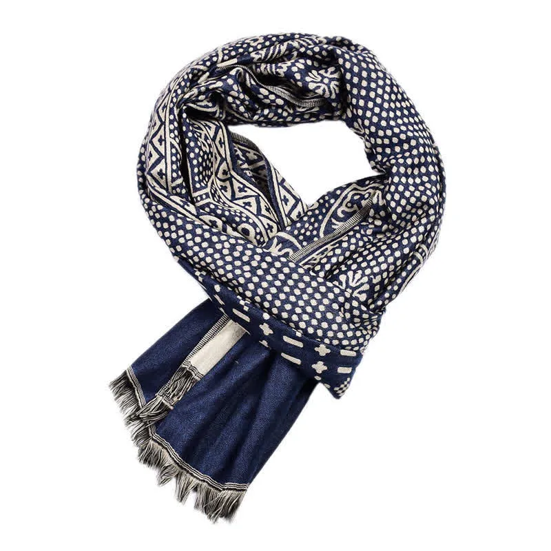 Men's Cotton Linen Lightweight Ethnic Scarf