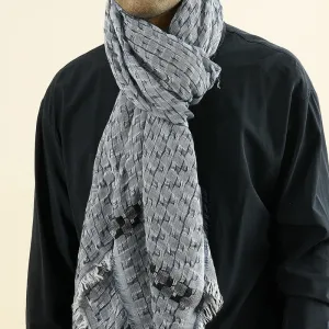 Men's Unique Crinkly Checkered Tassel Scarf