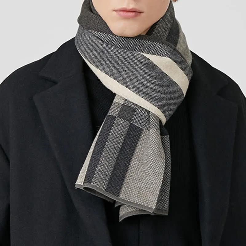 Men's Winter Classical Warm Plaid Stripe Scarf