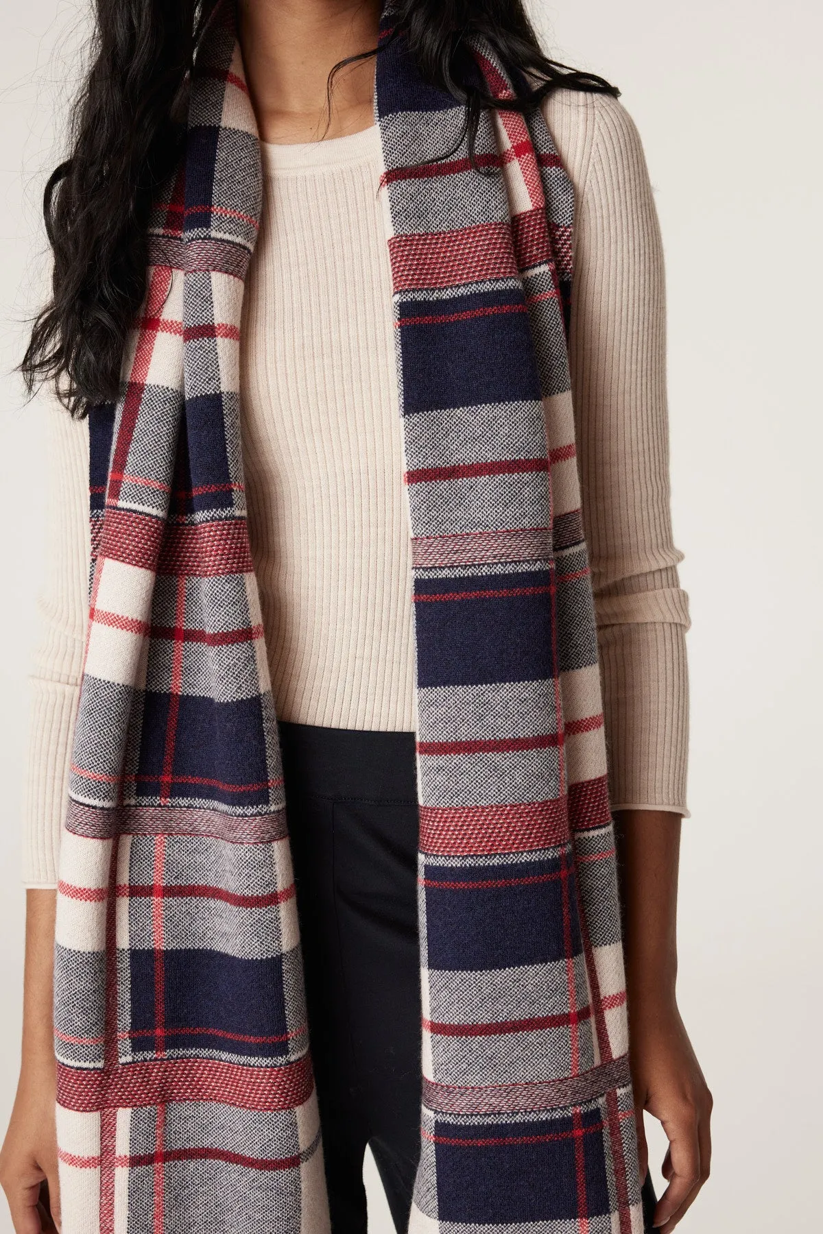 Merino Check Scarf - Red Check