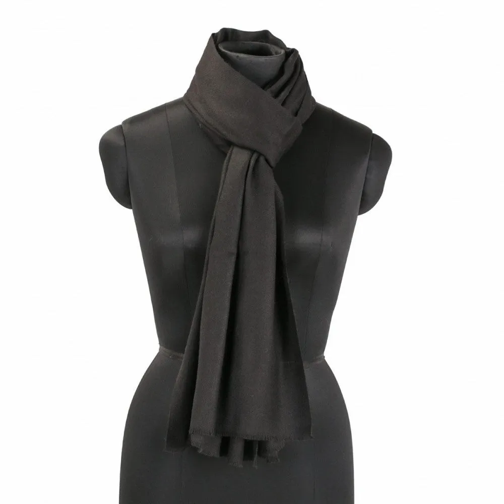 Metal Black Solid Woolen Scarf