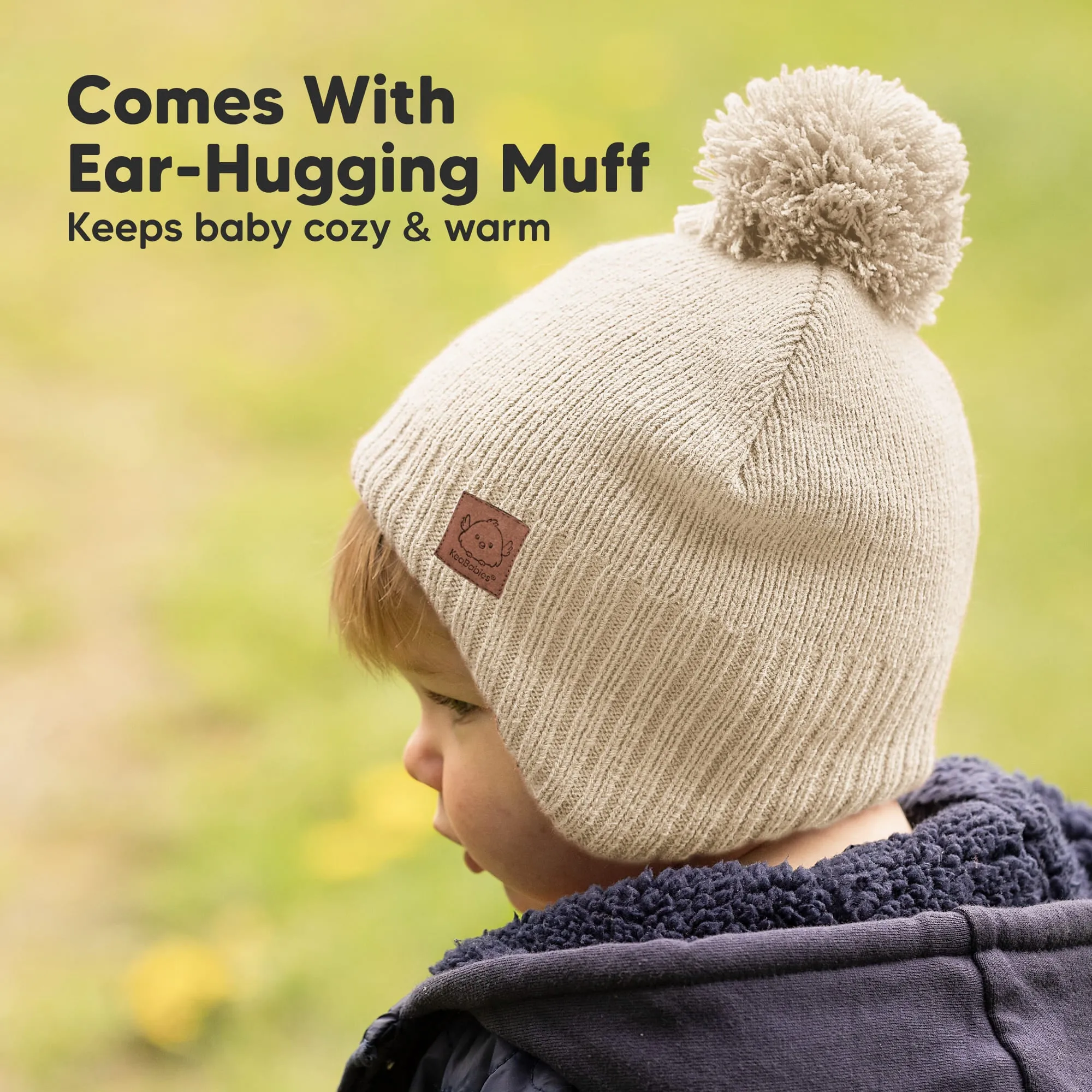 Muff Knitted Beanie (Cream)