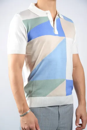 MULTI COLOR GEOMETRIC KNIT POLO