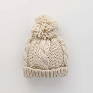 Natural Cable Beanie for Babies thru Adults