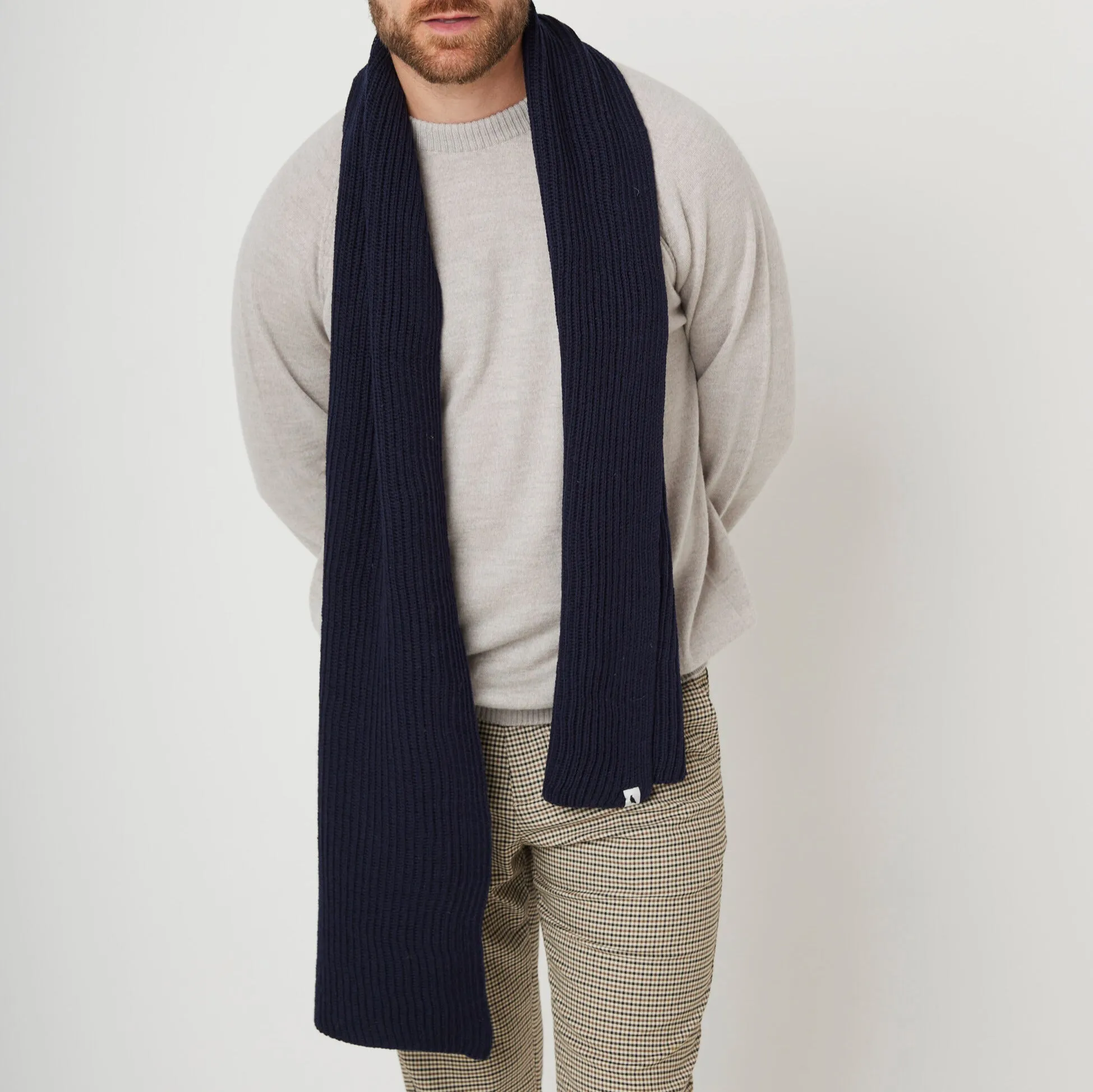 Navy Porter Ribbed Scarf