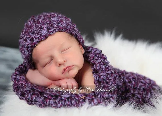 Newborn Purple Hat And Cocoon Set