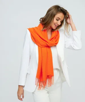 Orange Pashmina Style Scarf with Fringe Detail from Italy