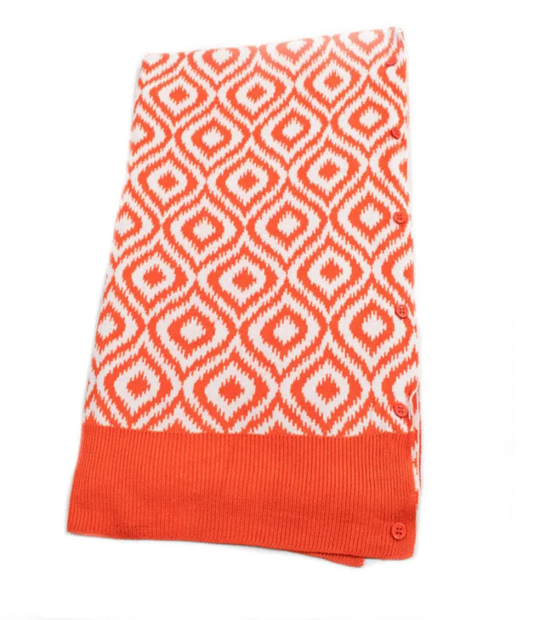 Papillon Bamboo Orange/White Ikat Scarf-Shawl-Cardigan 3 in 1