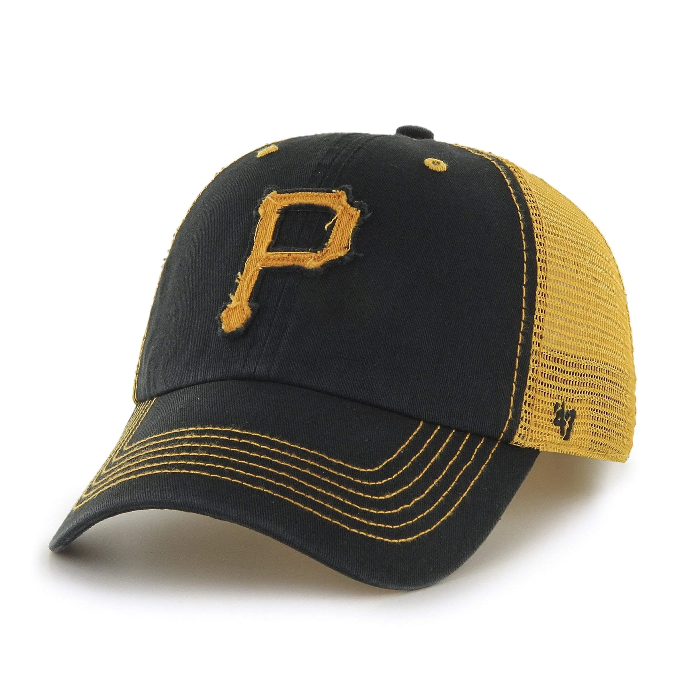 Pittsburgh Pirates 47 Brand Black Taylor Closer with Yellow Mesh Flexfit Hat Cap