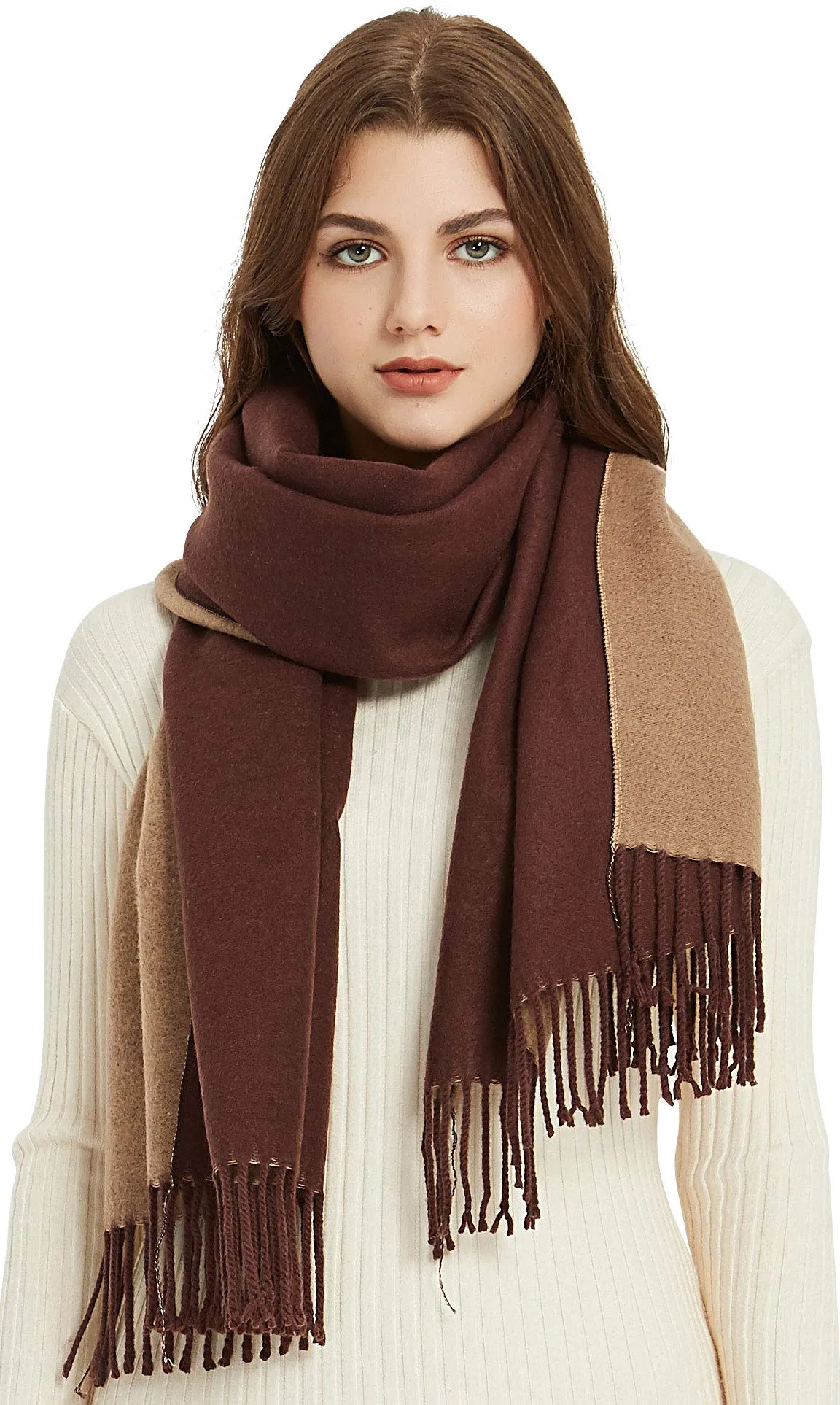 Premium Soft Elegant 2 Tone Virgin Wool Scarf Shawl Wrap