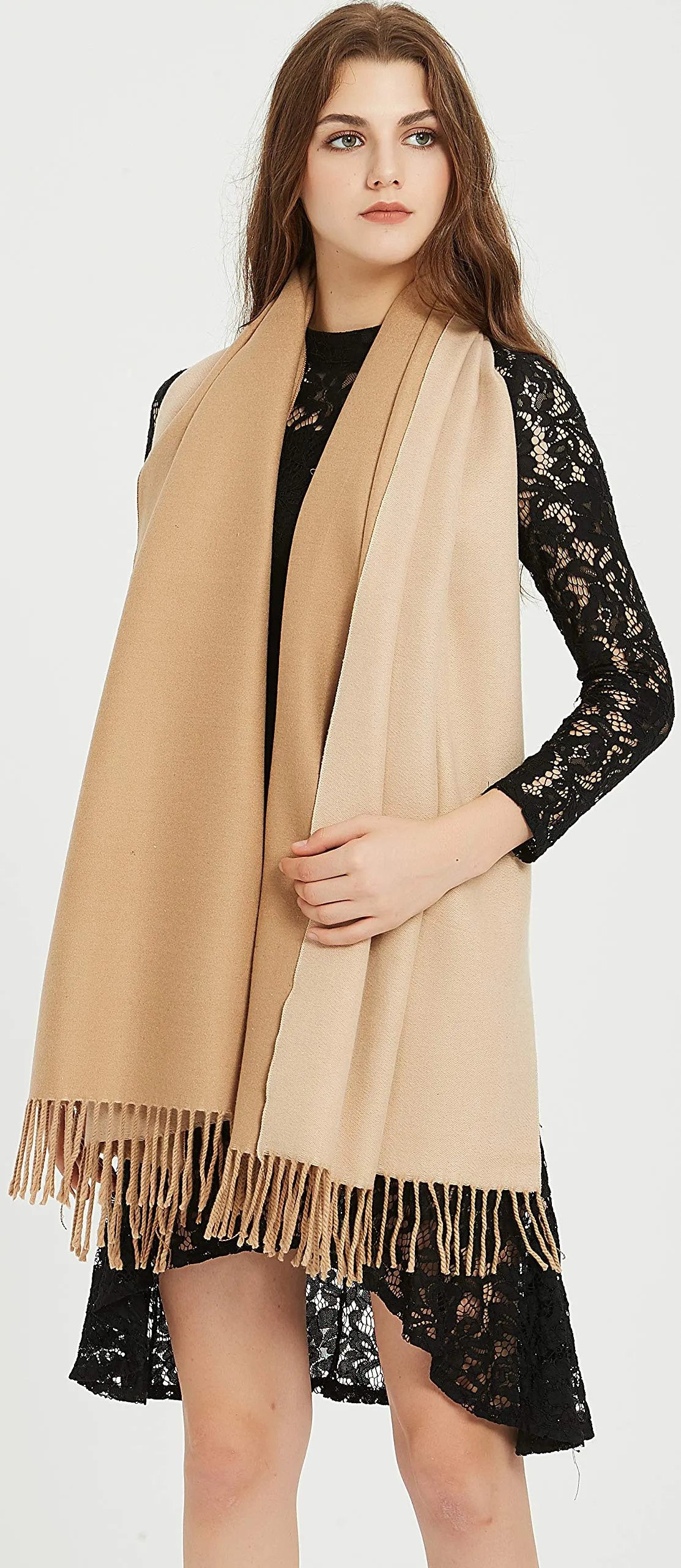 Premium Soft Elegant 2 Tone Virgin Wool Scarf Shawl Wrap