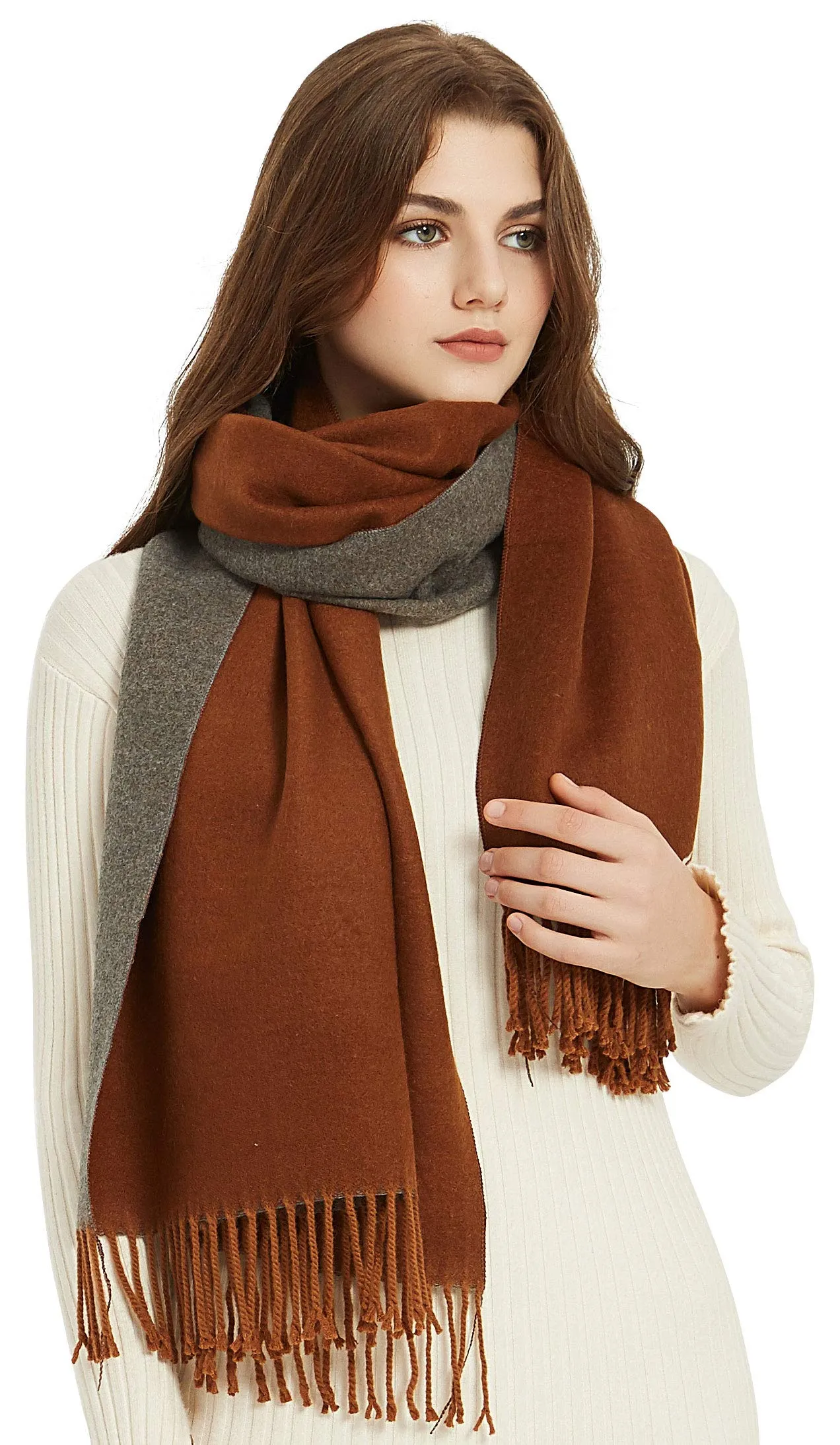 Premium Soft Elegant 2 Tone Virgin Wool Scarf Shawl Wrap