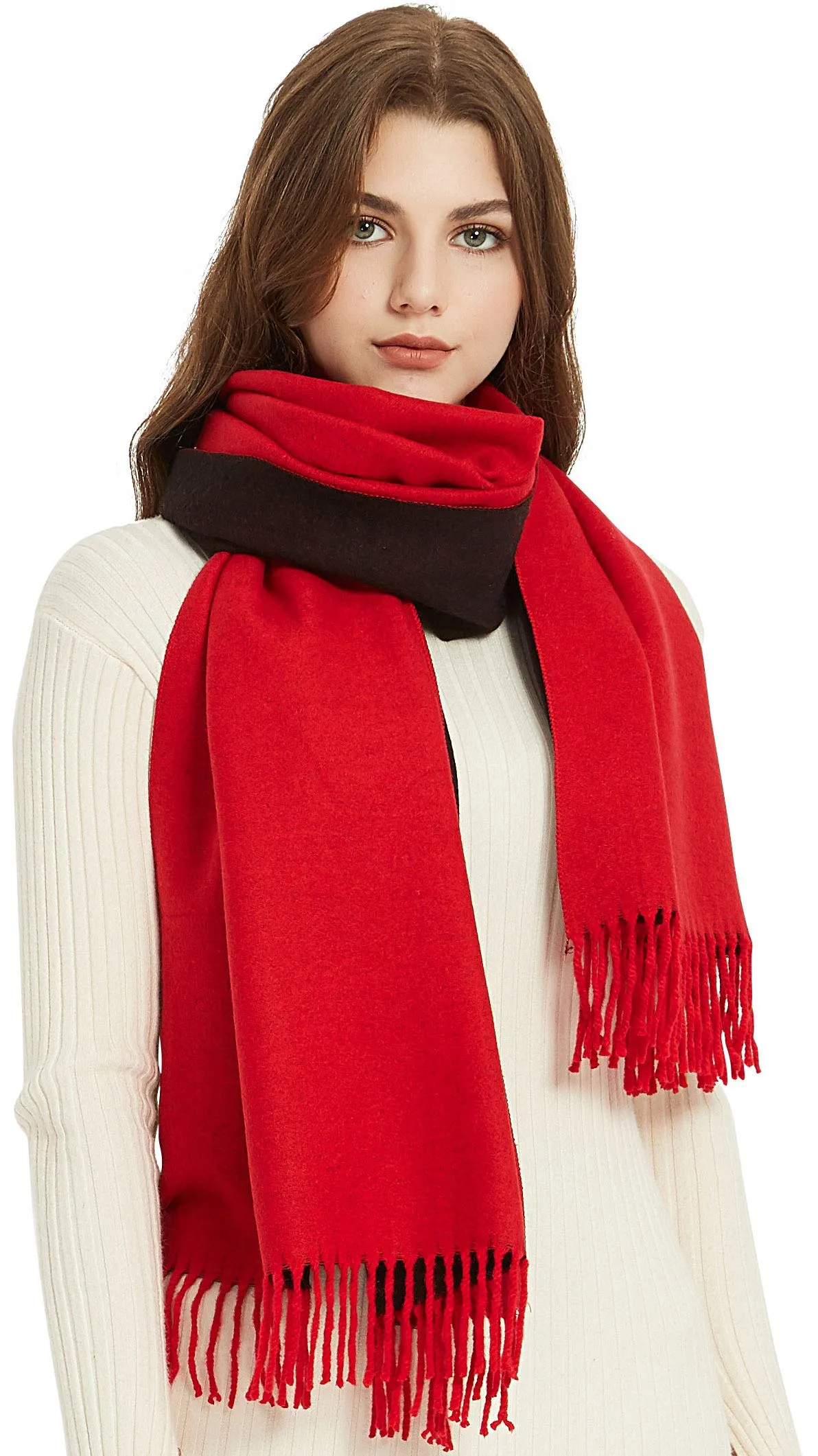 Premium Soft Elegant 2 Tone Virgin Wool Scarf Shawl Wrap