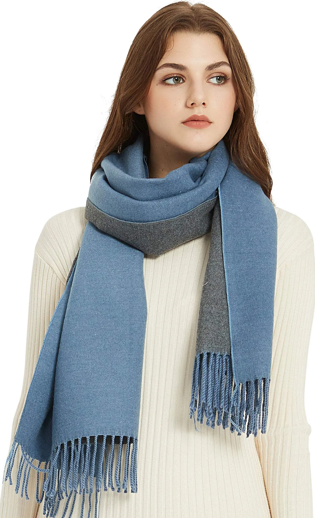 Premium Soft Elegant 2 Tone Virgin Wool Scarf Shawl Wrap