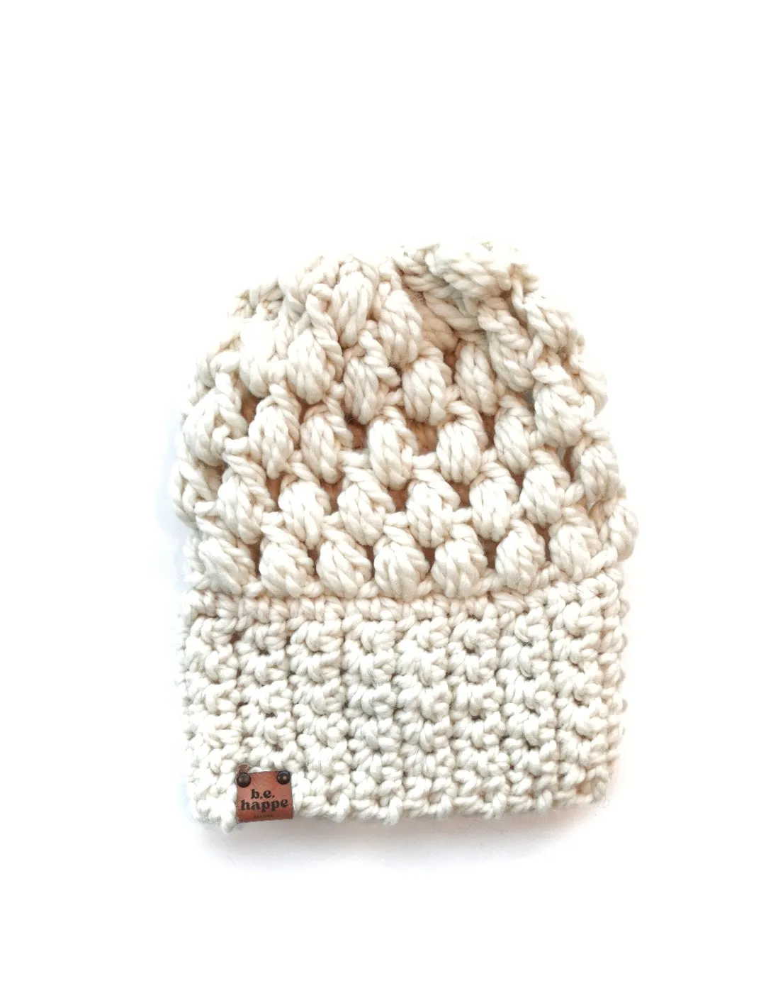 Puff Stitch Crochet Slouch Hat | Off White