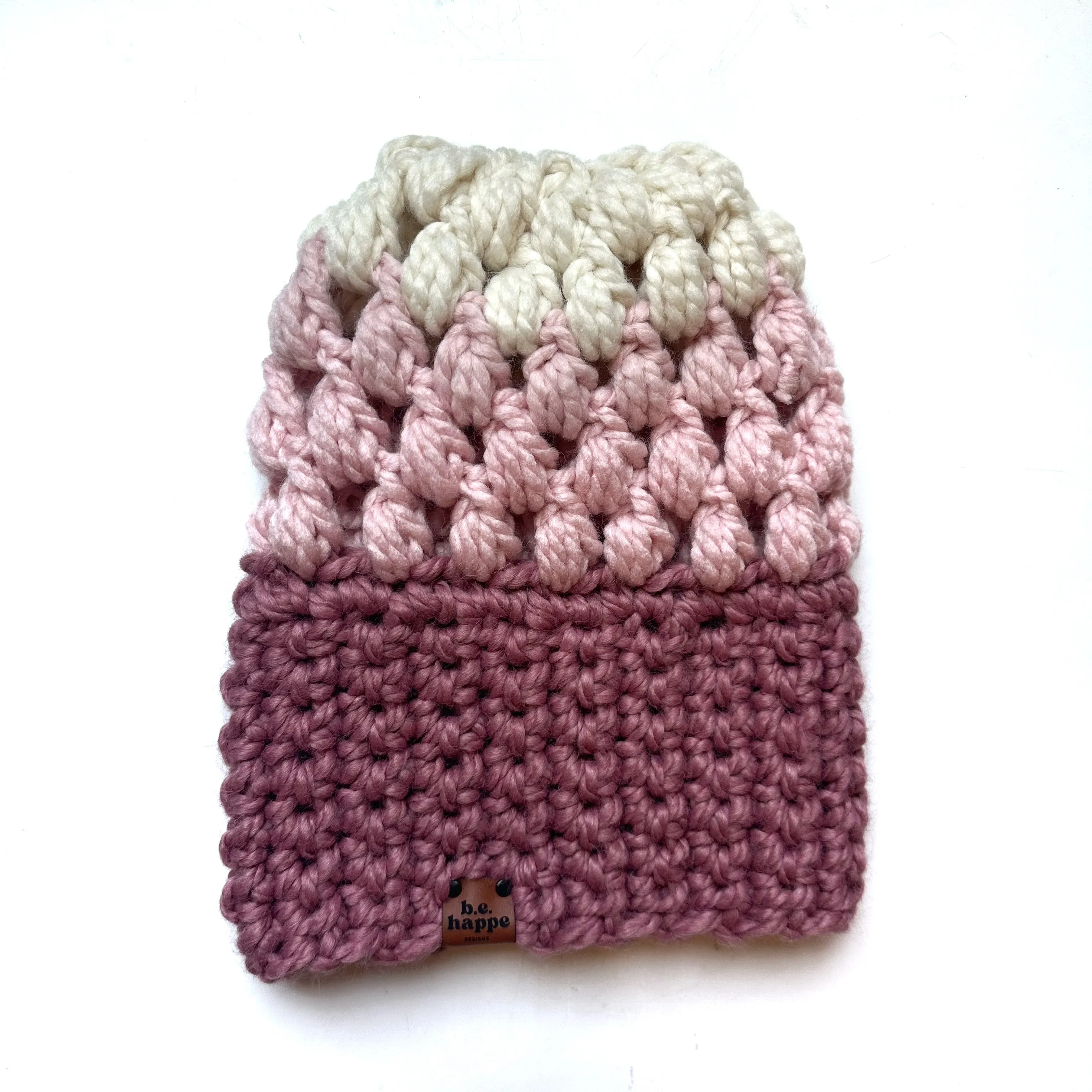 Puff Stitch Slouch Hat | Pink Ombre