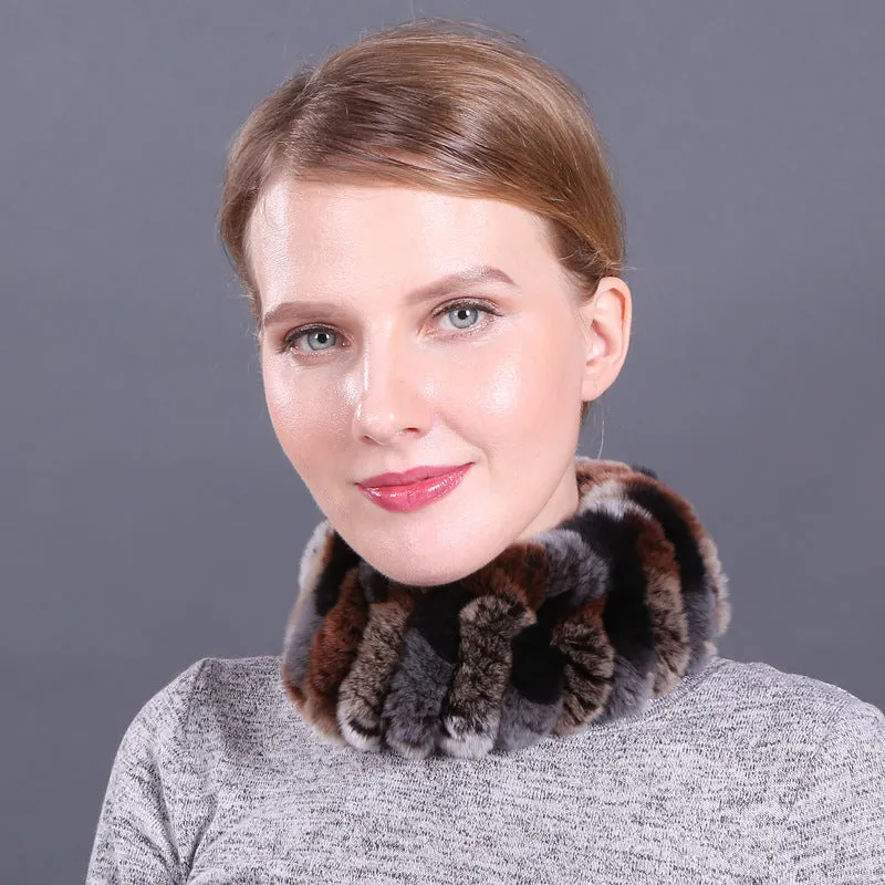 Rex rabbit fur scarf elastic knitted fur collar set autumn and winter women's pullover warm scarf dual-use