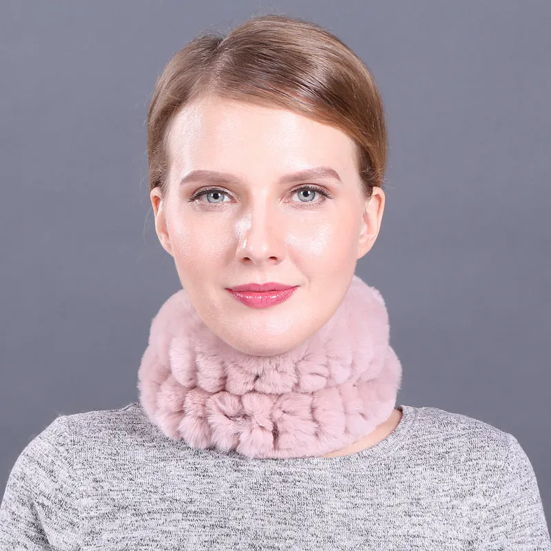 Rex rabbit fur scarf elastic knitted fur collar set autumn and winter women's pullover warm scarf dual-use