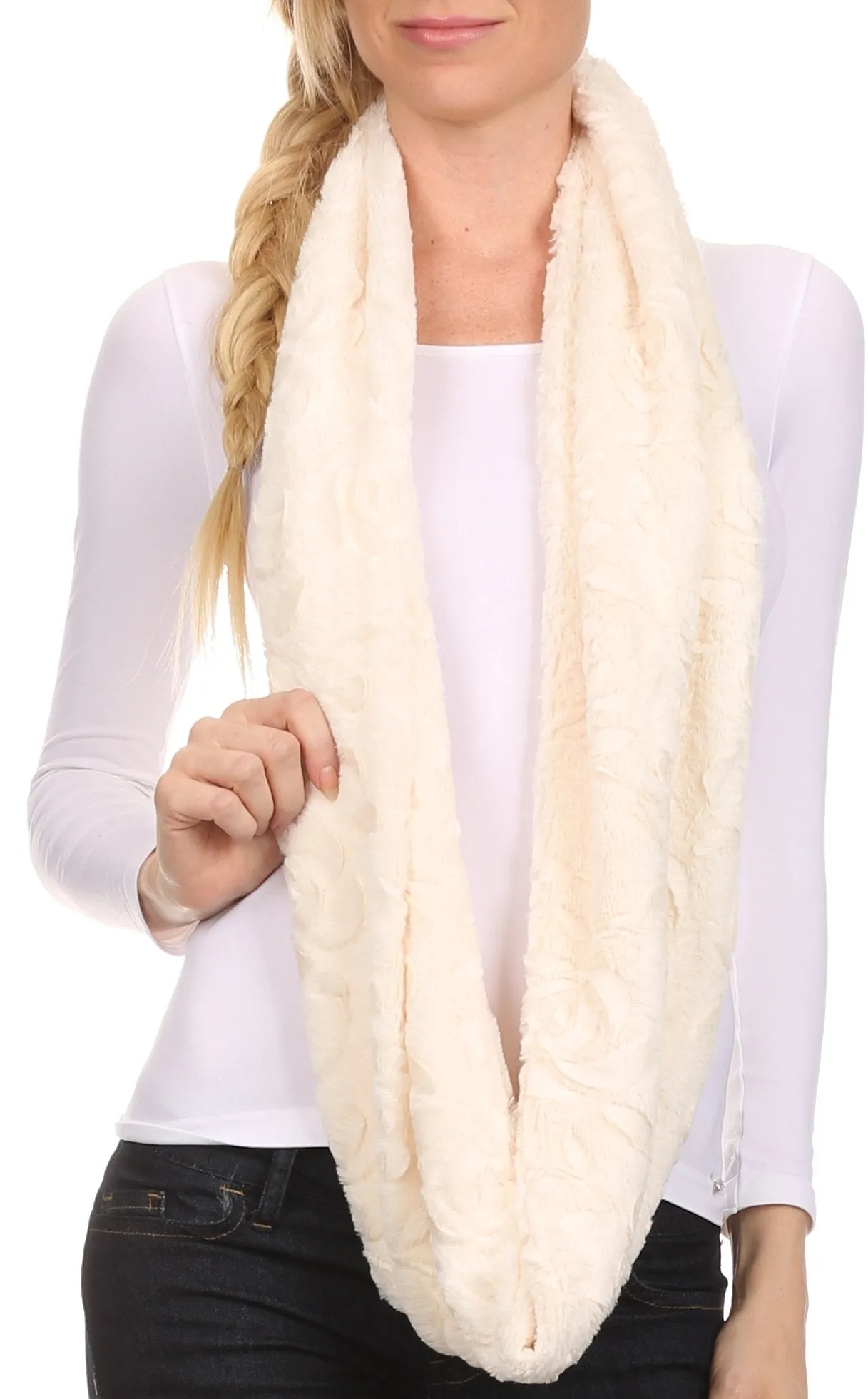 Sakkas Abhy Soft Fall Winter Furry Infinity Wrap Scarf