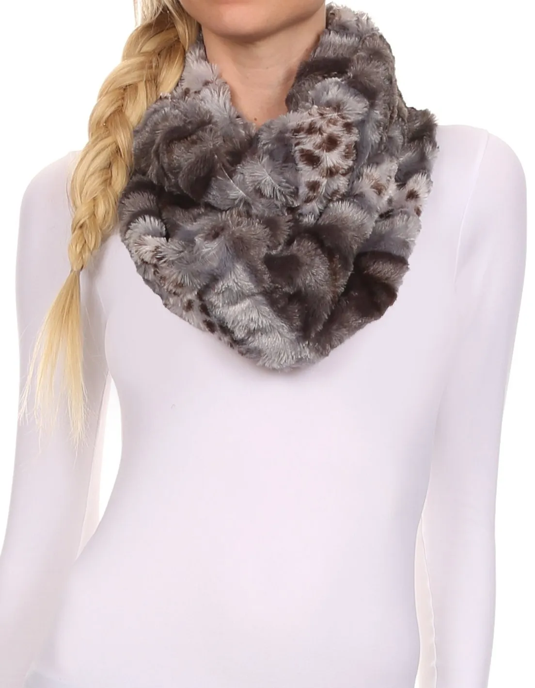 Sakkas Abhy Soft Fall Winter Furry Infinity Wrap Scarf