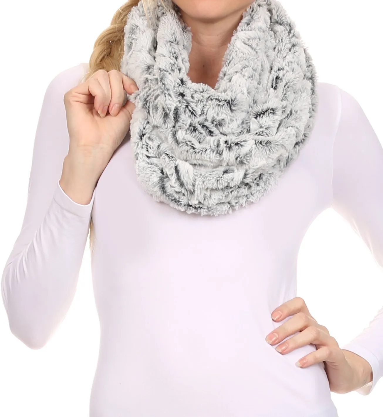 Sakkas Abhy Soft Fall Winter Furry Infinity Wrap Scarf